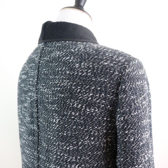 Ann Taylor Size L Boucle Tweed Draped Jacket Black White Marled - Picture 6 of 11